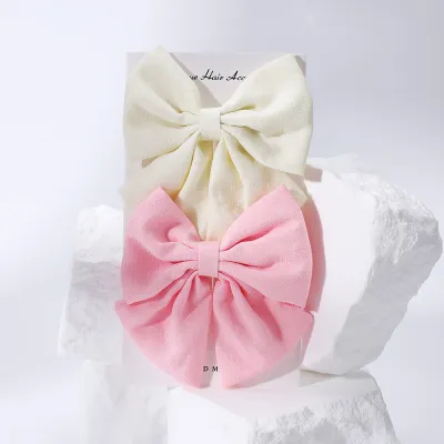 Kids Girls Cute Sweet Solid Color Bow Hair Clip Duckbill