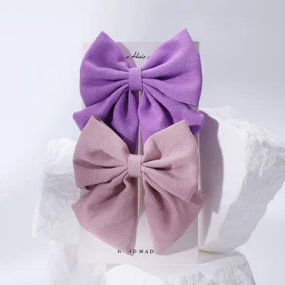 Kids Girls Cute Sweet Solid Color Bow Hair Clip Duckbill