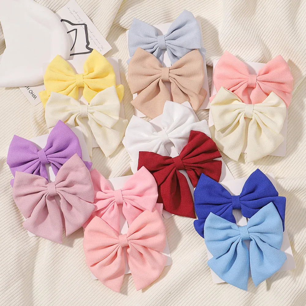 Kids Girls Cute Sweet Solid Color Bow Hair Clip Duckbill
