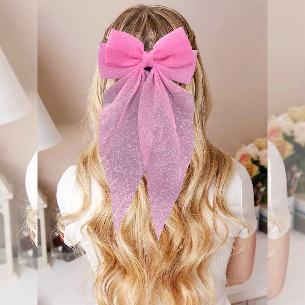 Kids Girls Cute Sweet Unicorn Mesh Bow Duckbill Hair Clip