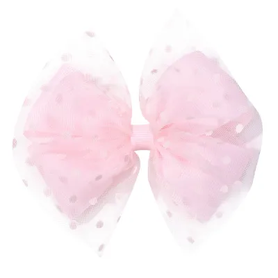Cute Kids Girls Mesh Unicorn Polka Dot Bow Duckbill Hair Clip