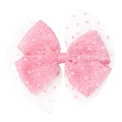 Cute Kids Girls Mesh Unicorn Polka Dot Bow Duckbill Hair Clip