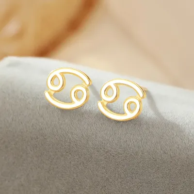 Women Fashion Simple 925 Silver Constellation Zodiac Earrings