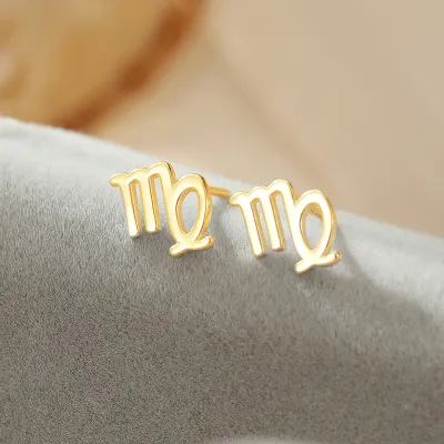 Women Fashion Simple 925 Silver Constellation Zodiac Earrings