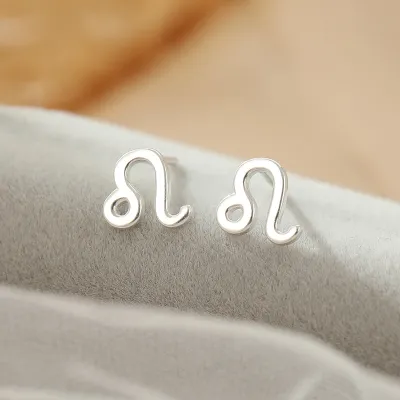 Women Fashion Simple 925 Silver Constellation Zodiac Earrings