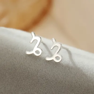 Women Fashion Simple 925 Silver Constellation Zodiac Earrings