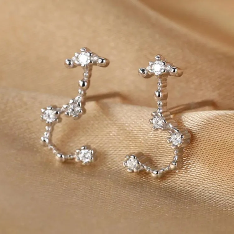 Women Fashion Simple 925 Silver Zodiac Constellation Earrings