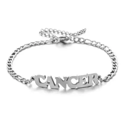 Fashion Women Simple English Letter Zodiac Titanium Steel Bracelet