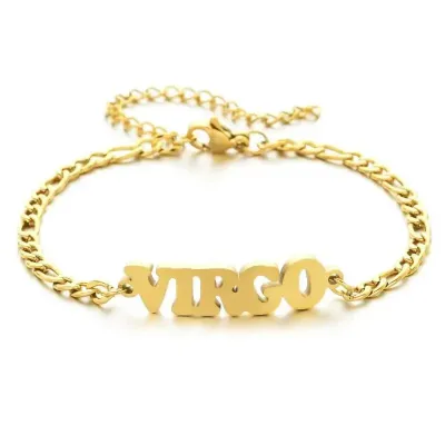 Fashion Women Simple English Letter Zodiac Titanium Steel Bracelet