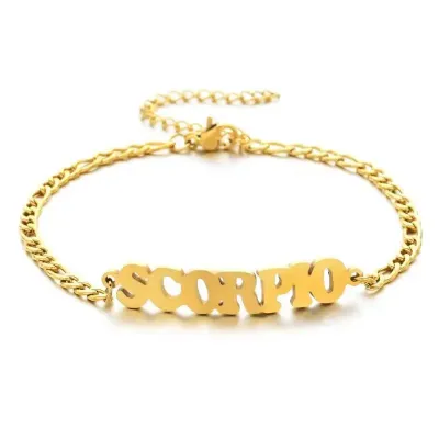 Fashion Women Simple English Letter Zodiac Titanium Steel Bracelet