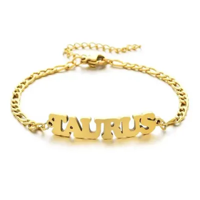 Fashion Women Simple English Letter Zodiac Titanium Steel Bracelet