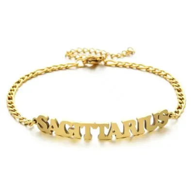 Fashion Women Simple English Letter Zodiac Titanium Steel Bracelet