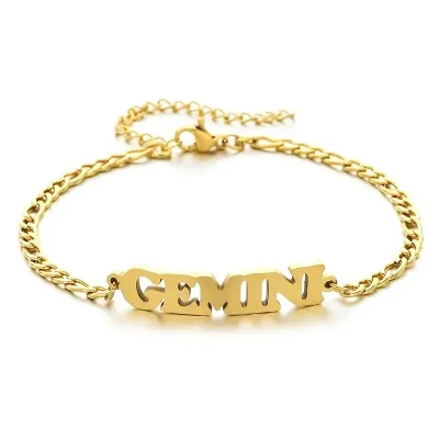 Fashion Women Simple English Letter Zodiac Titanium Steel Bracelet