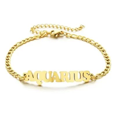 Fashion Women Simple English Letter Zodiac Titanium Steel Bracelet