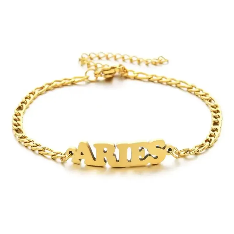 Fashion Women Simple English Letter Zodiac Titanium Steel Bracelet