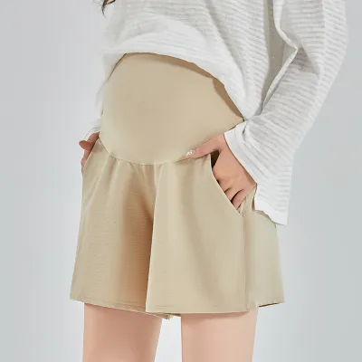 Pregnant Women Casual Loose Solid Color Thin Breathable Bermuda Shorts