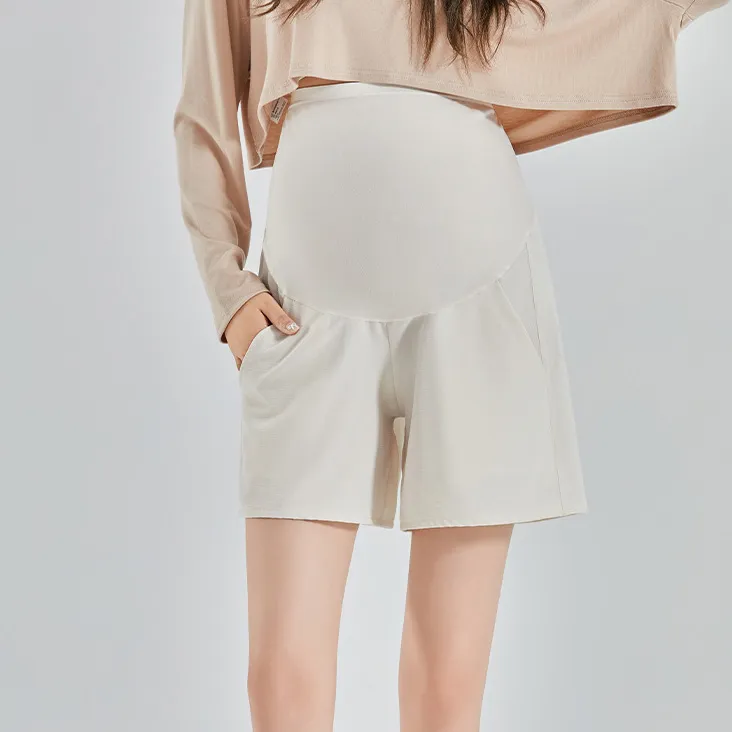 Pregnant Women Casual Loose Solid Color Thin Breathable Bermuda Shorts
