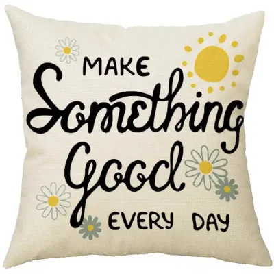 Summer Floral Letter Printed Linen Home Sofa Cushion Cover