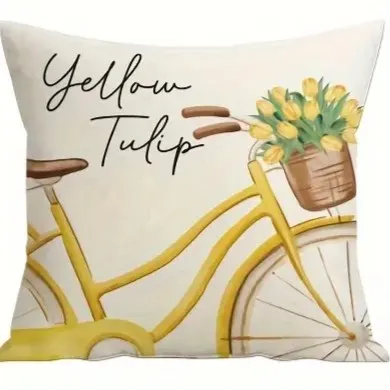 Summer Floral Letter Printed Linen Home Sofa Cushion Cover