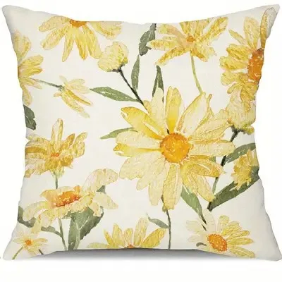 Summer Floral Letter Printed Linen Home Sofa Cushion Cover