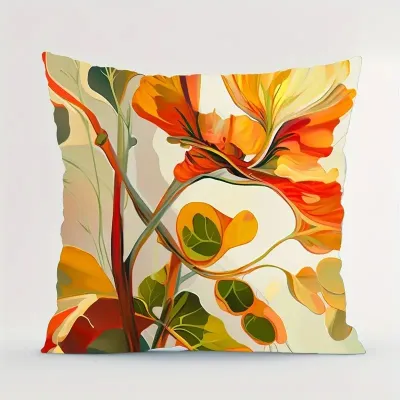 Summer Floral Letter Printed Linen Home Sofa Cushion Cover