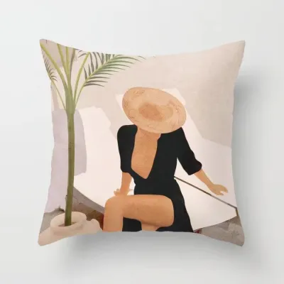 Modern Abstract Geometric Pattern Printed Home Sofa Cushion Cover