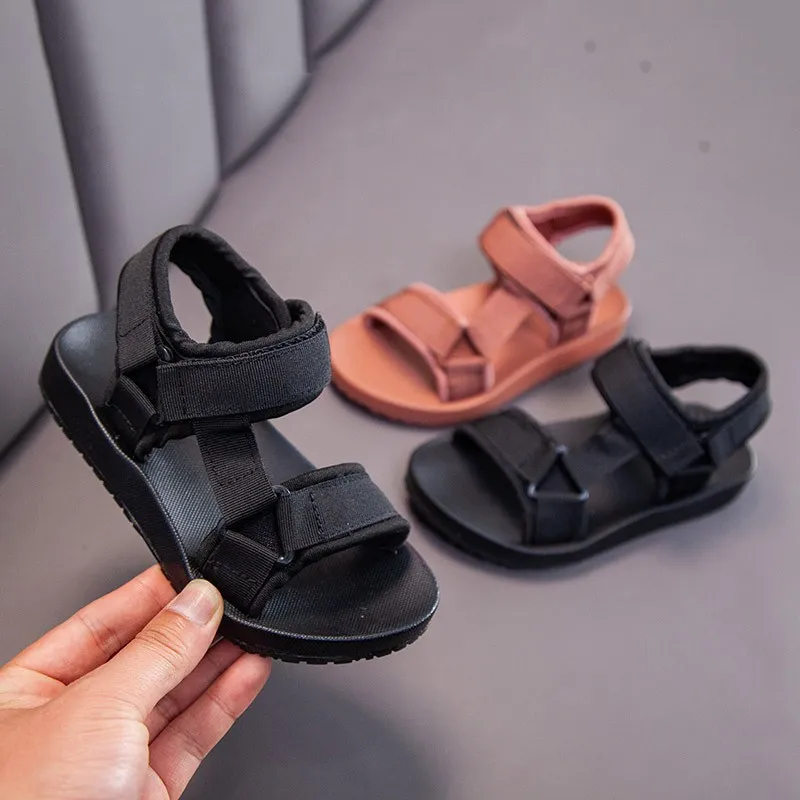 Kids Boys Girls Casual Versatile Solid Color Velcro Cloth Sandals