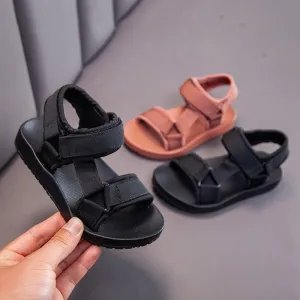 Kids Boys Girls Casual Versatile Solid Color Velcro Cloth Sandals