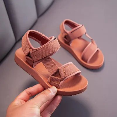 Kids Boys Girls Casual Versatile Solid Color Velcro Cloth Sandals