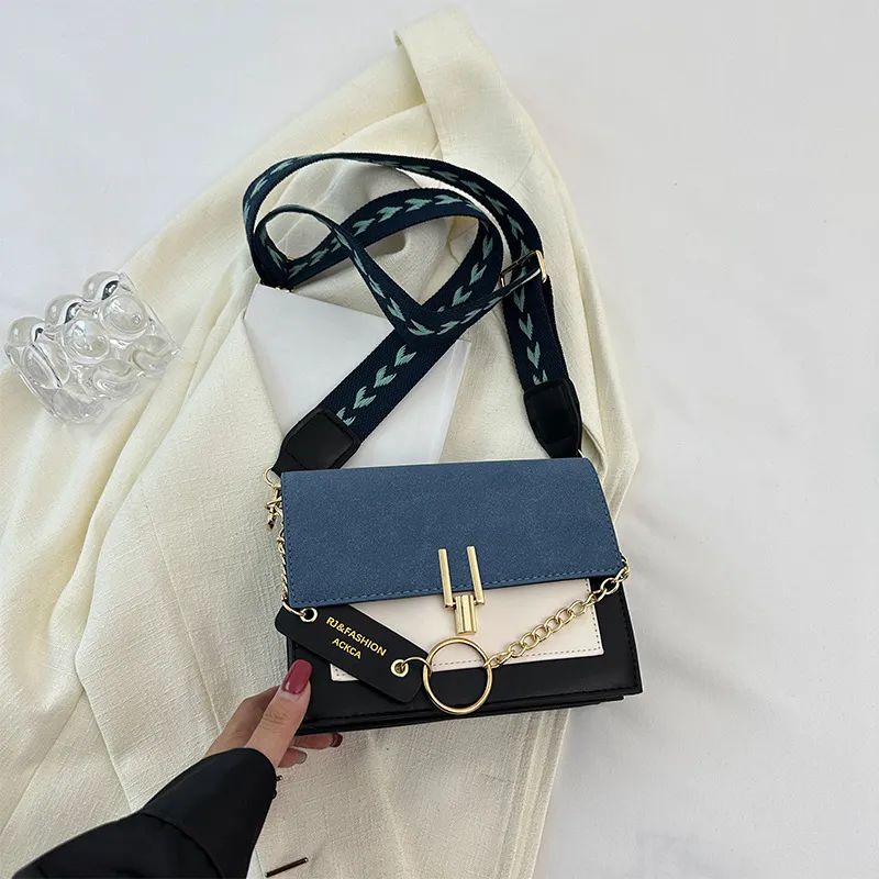 Women Fashion Casual Splicing Small Square Shoulder Bag PU Street Trend