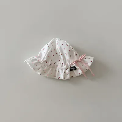 Baby Fashion Cute Cherry Printed Sunscreen Bucket Hat for Kids