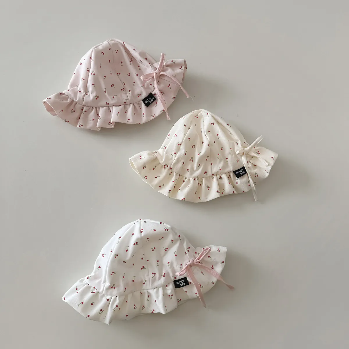 Baby Fashion Cute Cherry Printed Sunscreen Bucket Hat for Kids