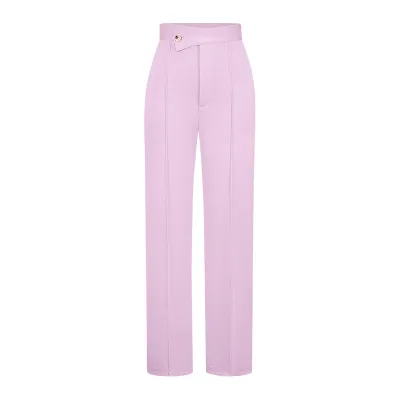 Women Casual Solid Color Wide Leg High Waist Slim Fit Pants