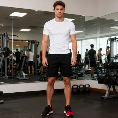 Men Casual Sports Solid Color Short Sleeve T-Shirt Shorts Sets