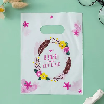 Fashion Cute Printed Plastic Shopping Bags Jewelry Packaging 100pieces/Set