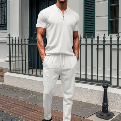 Wholesale Men Fashion Casual Stripe Print Plus Size Long Sleeve Hoodies Pants Sets