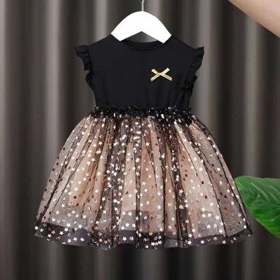 Wholesale Kids Toddler Girls Cute Cartoon Stripe Short Sleeve Dress