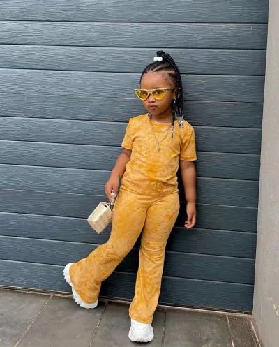 Kids Toddler Girl Short Sleeve T-Shirt Pants Solid Color Gold Velvet Set