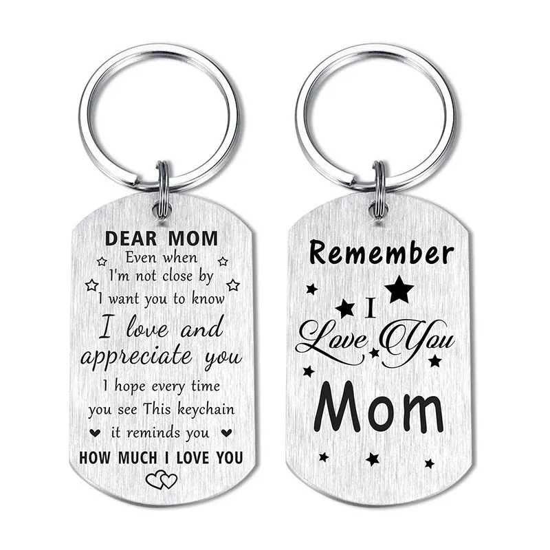 Stainless Steel Army Engraving Mom Gift Keychain