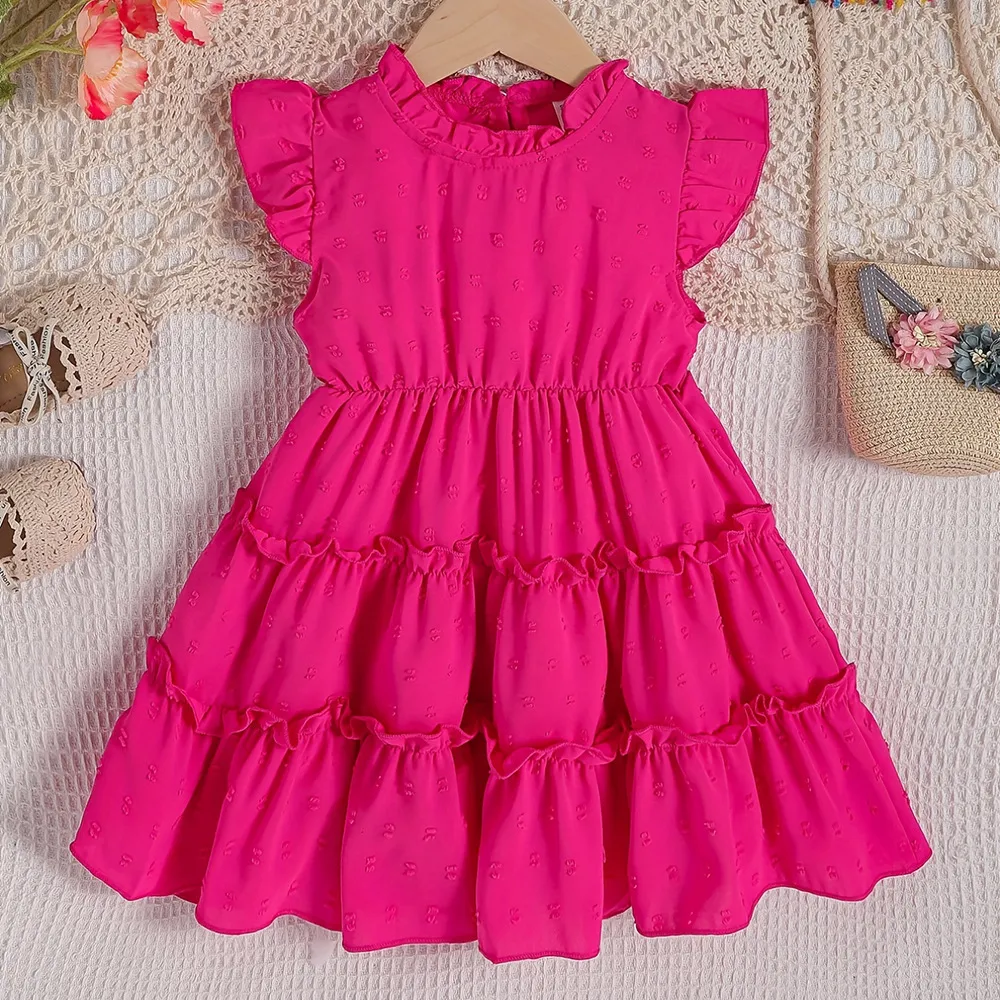 Kids Toddler Girls Cute Solid Color Sleeveless Princess Dress