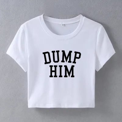 Women Sexy Printed Short-Sleeve Crop Top Street Hipster Style