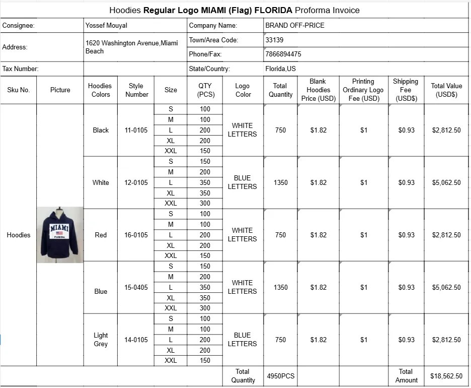 Custom Logo MIAMI (USA FLAG) FLORID Hoodie