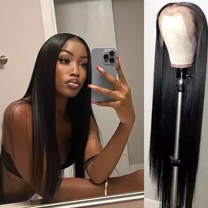 Women Fashion Long Straight Real Human Hair Wig