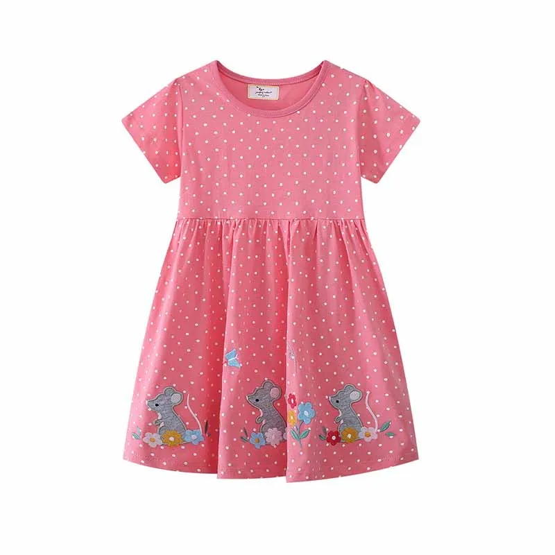 Kids Toddler Girls Casual Cute Cartoon Print Short Sleeve Cotton Dress