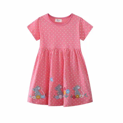 Kids Toddler Girls Casual Cute Cartoon Print Short Sleeve Cotton Dress