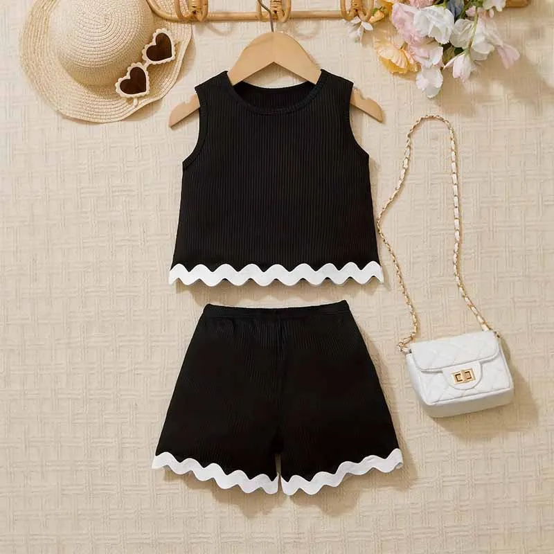Kids Toddler Girls Fashion Casual Color Matching Tank Top Shorts Set