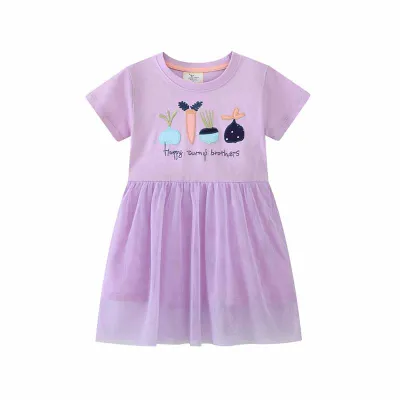 Kids Toddler Girls Casual Cute Cartoon Print Short Sleeve Princess Dress