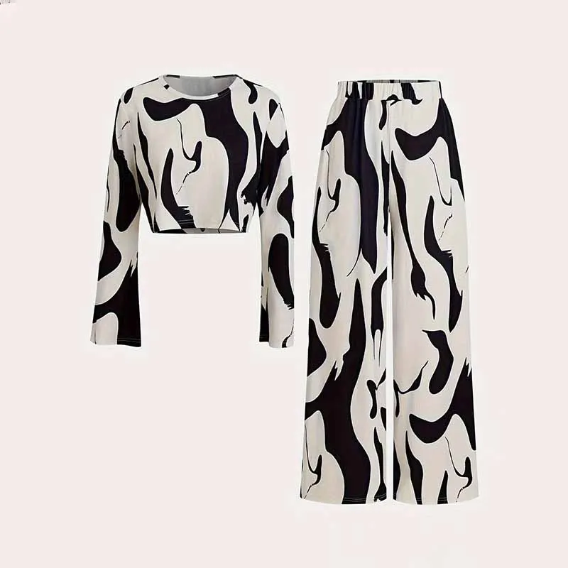 Kids Toddler Girls Casual Cute Print Long Sleeve T-Shirt and Pants Set