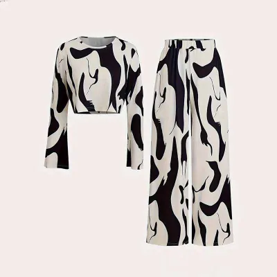 Kids Toddler Girls Casual Cute Print Long Sleeve T-Shirt and Pants Set