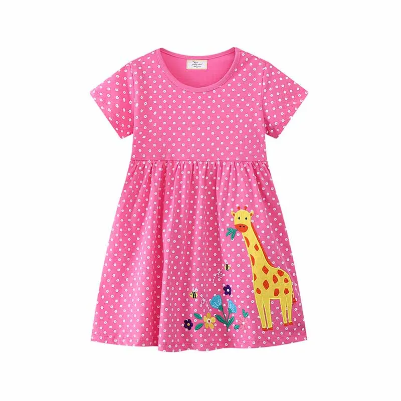 Kids Toddler Girls Casual Cute Cartoon Pattern Short Sleeve Princess Dress
